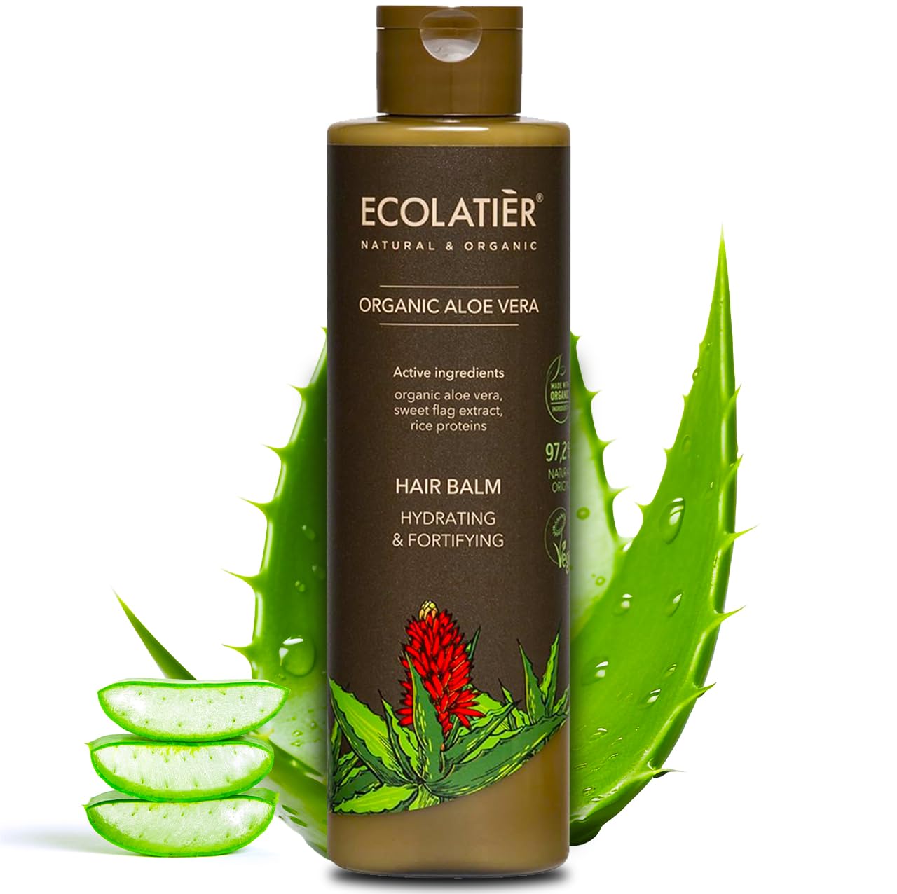 Aloe Vera Hair Balm – Hydrating & Fortifying Conditioner for Women, 98.6% Natural, Vegan, Moisturizing Unisex Conditioner, Deep Treatment for Dry, Damaged & Curly Hair, Sulfate-Free, 8.5 Fl Oz / 250ml